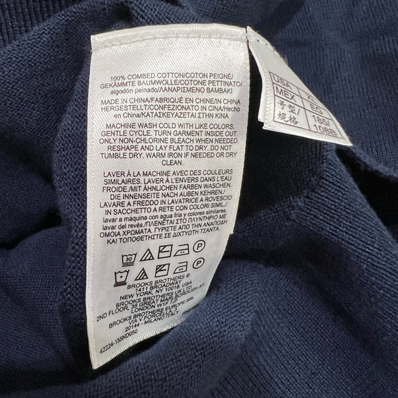 Brooks Brothers 100% Cotton V-Neck Long Sleeve Navy Blue Sweater - Picture 6 of 7